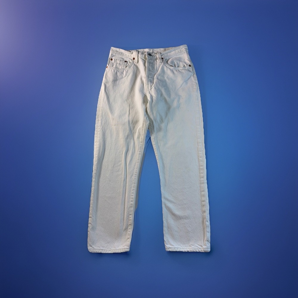 Levi's 501 Premium Big E Button Fly Straight Jeans Women's 27x26 White
